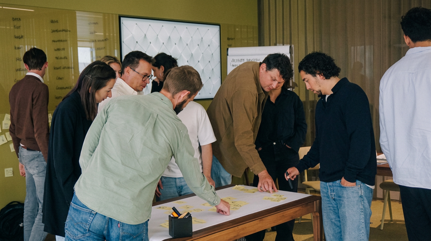 Team en partners van PLTFRM werken samen tijdens een workshop